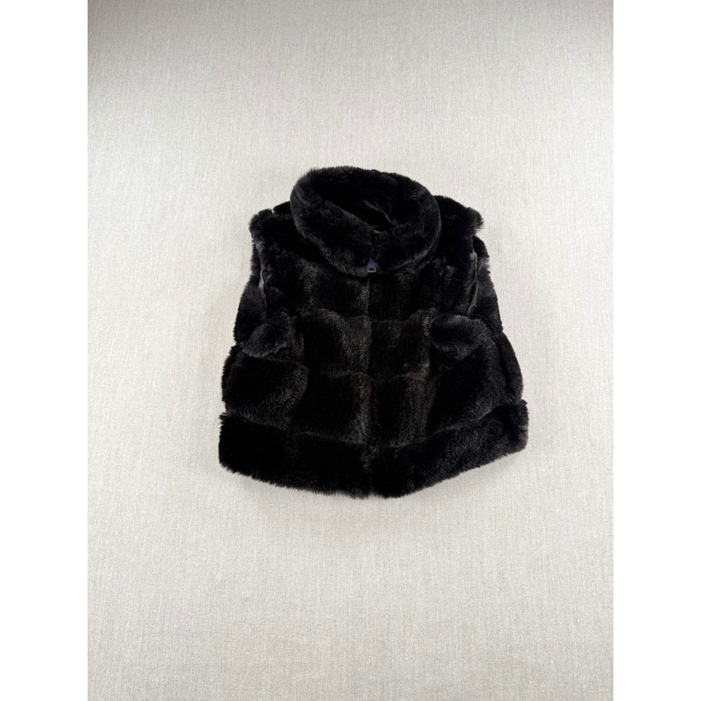 Mark Edwards Studio Black Faux Fur Vest Full Zip Stand Collar Size Medium